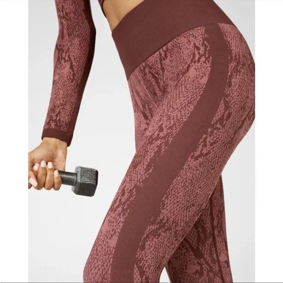 Fabletics Pink & Brown Snake Print Matching Workout Set, Size XS - Picture 3 of 13